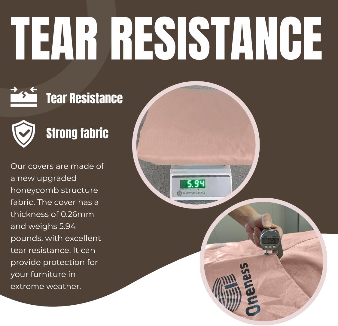 ONENESS Patio Furniture Sets Covers, Heavy Duty Tear Resistant Waterproof UV Resistant Outdoor Square Table and Chair Set Cover, 63" W x 63" D x 29" H