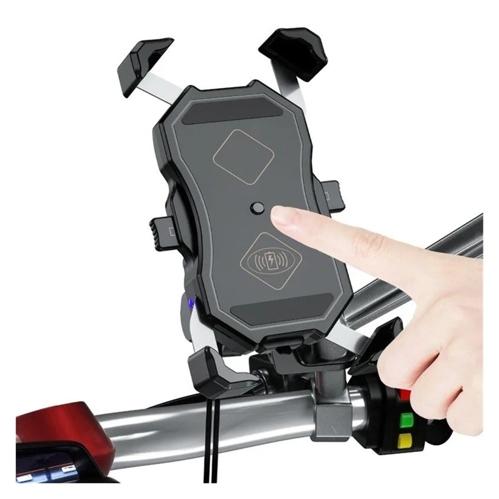 Soporte Movil Moto Soporte Para Teléfono Soporte GPS para Motocicleta | Con QC 3.0 USB Qi Cargador Inalámbrico Soporte Para Teléfono Inteligente Para Motocicleta(QC3.0 and Wireless)