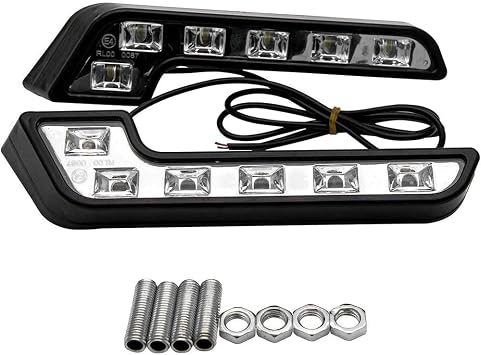 Riloer 6led Car Drl Daytime Running Lights Headlight Dc 12v, Car Daytime Running Light, Waterproof 12v Driving Head Lights White, Super Bright For Truck Tractor Boat Suv Atv2PCS