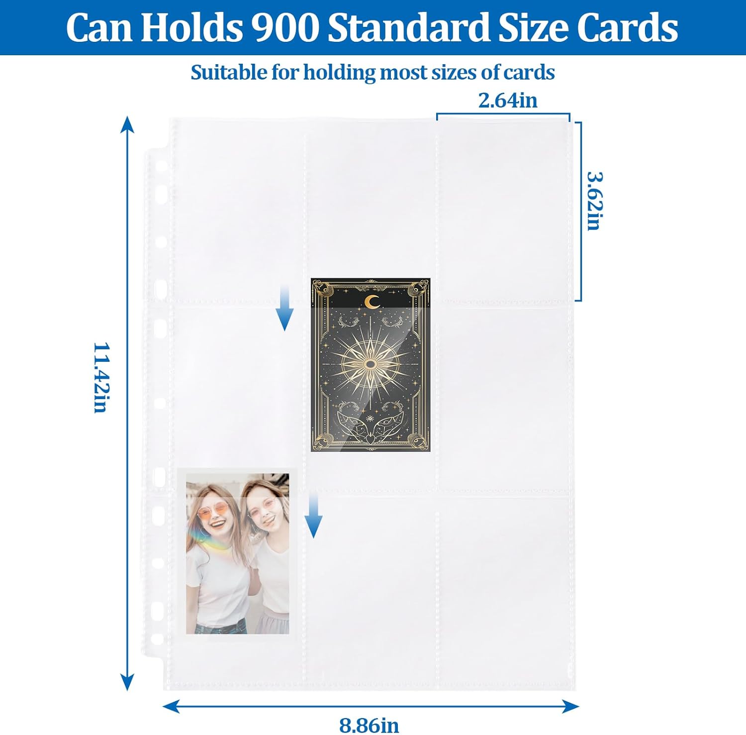 50 Pack 9 Pocket Page Protectors,900 Pockets Double Sided Standard Size Card Sheets Protectors for 3 Ring Binders Album,Fit for Collectible Games, Sports,Baseball Cards