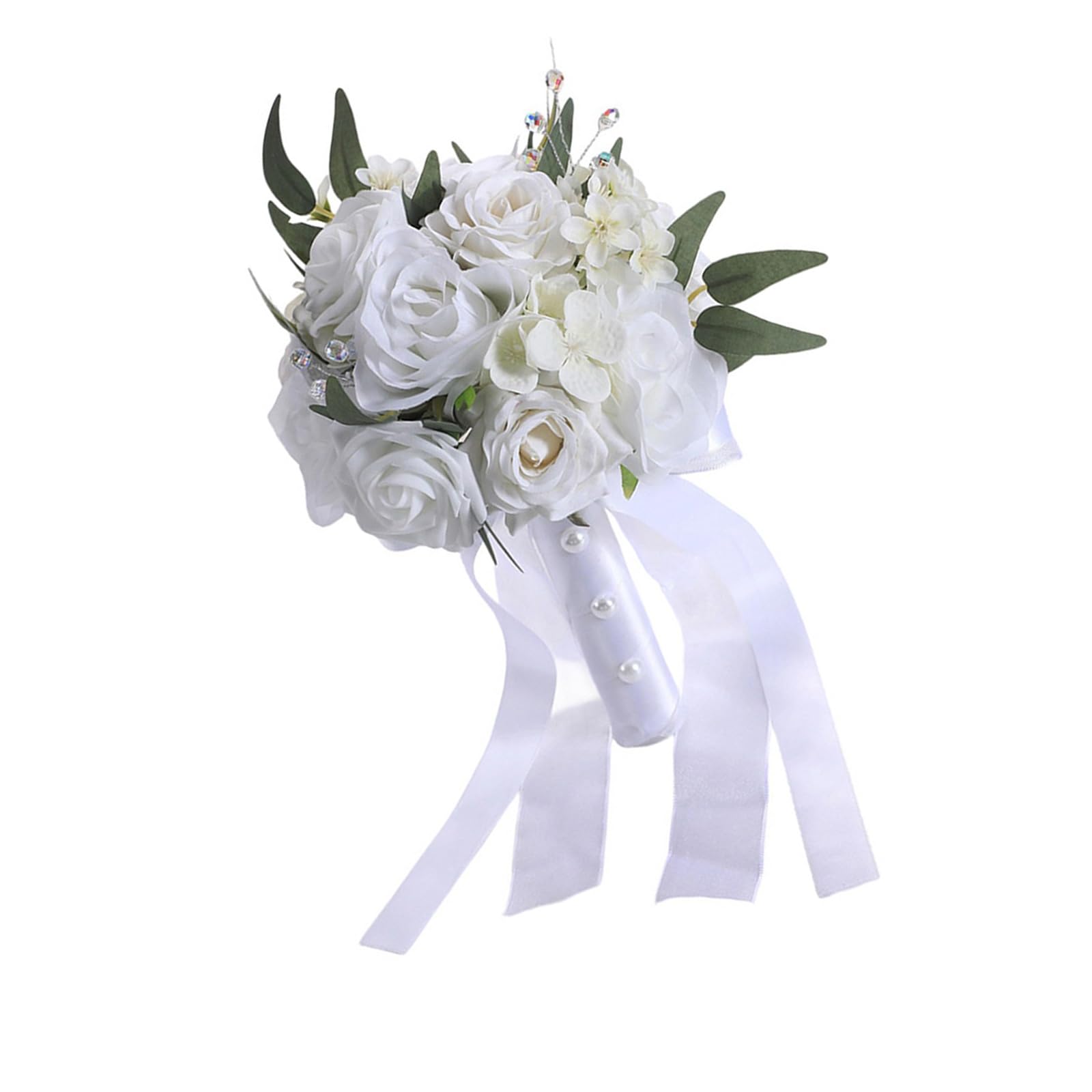 Care Enduring Artificial Roses Bouquet White Blue Shades for Ceremony Reception Bride Arrangement Low Care Enduring Artificial Roses Bouquet White Blue Shades for Ceremony Reception Bride Arrangement