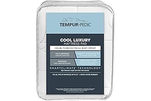 Cool Luxury Tempur-Pedic Mattress Pad, Queen, White