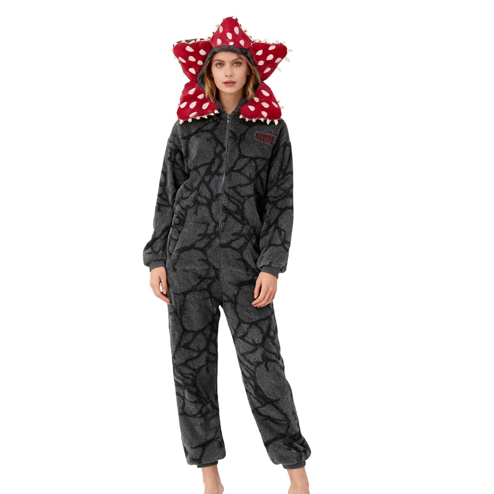 Unisex 3D Demogorgon Onesie Kostüm Weihnachts Pyjama Familie Set Winter Pajamas Flauschig Kuschelanzug Thermo Fleece Einteiler Weihnachten Schlafanzug