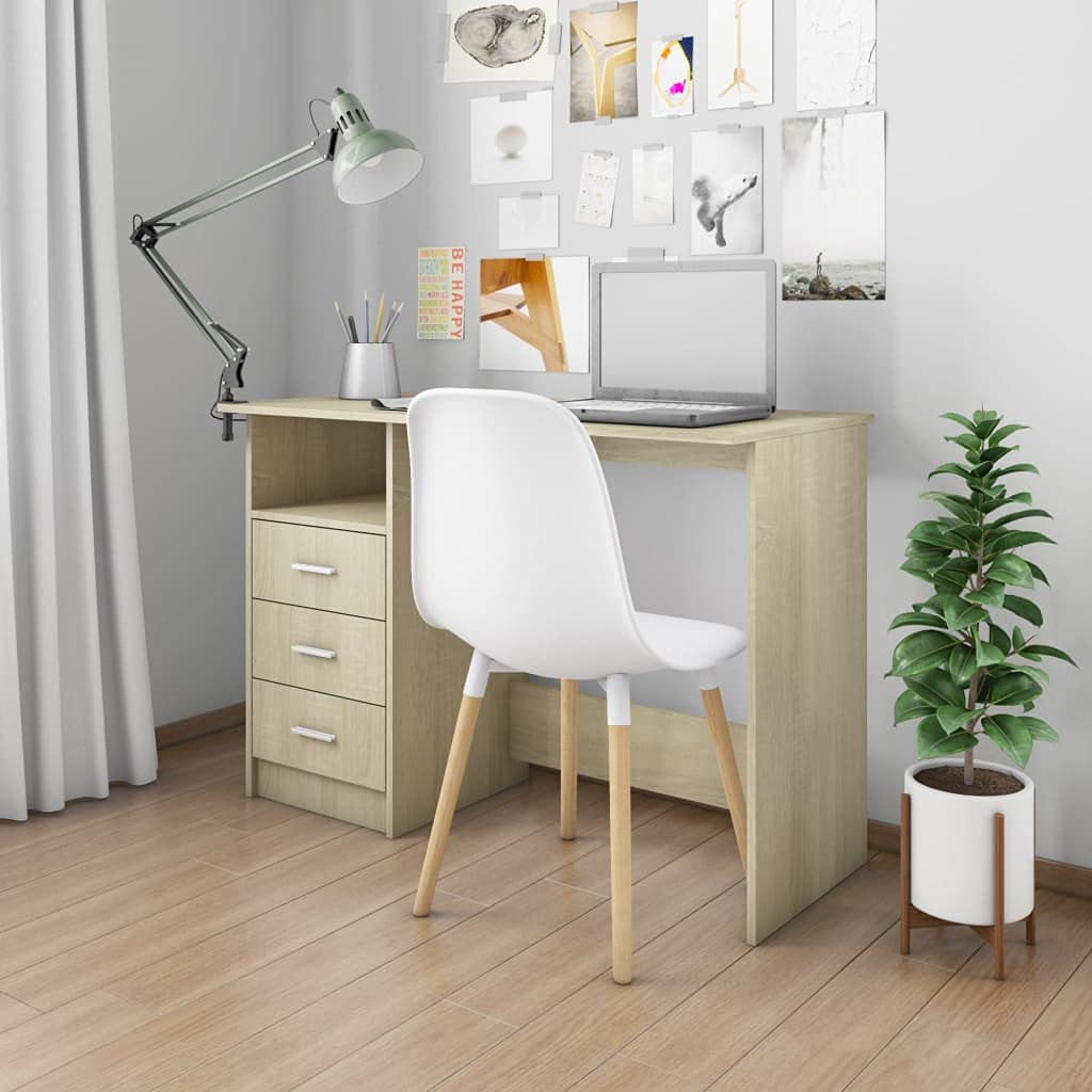 Table de bureau chêne Sonoma pour le salon et bureau d'ordinateur de chambre compact