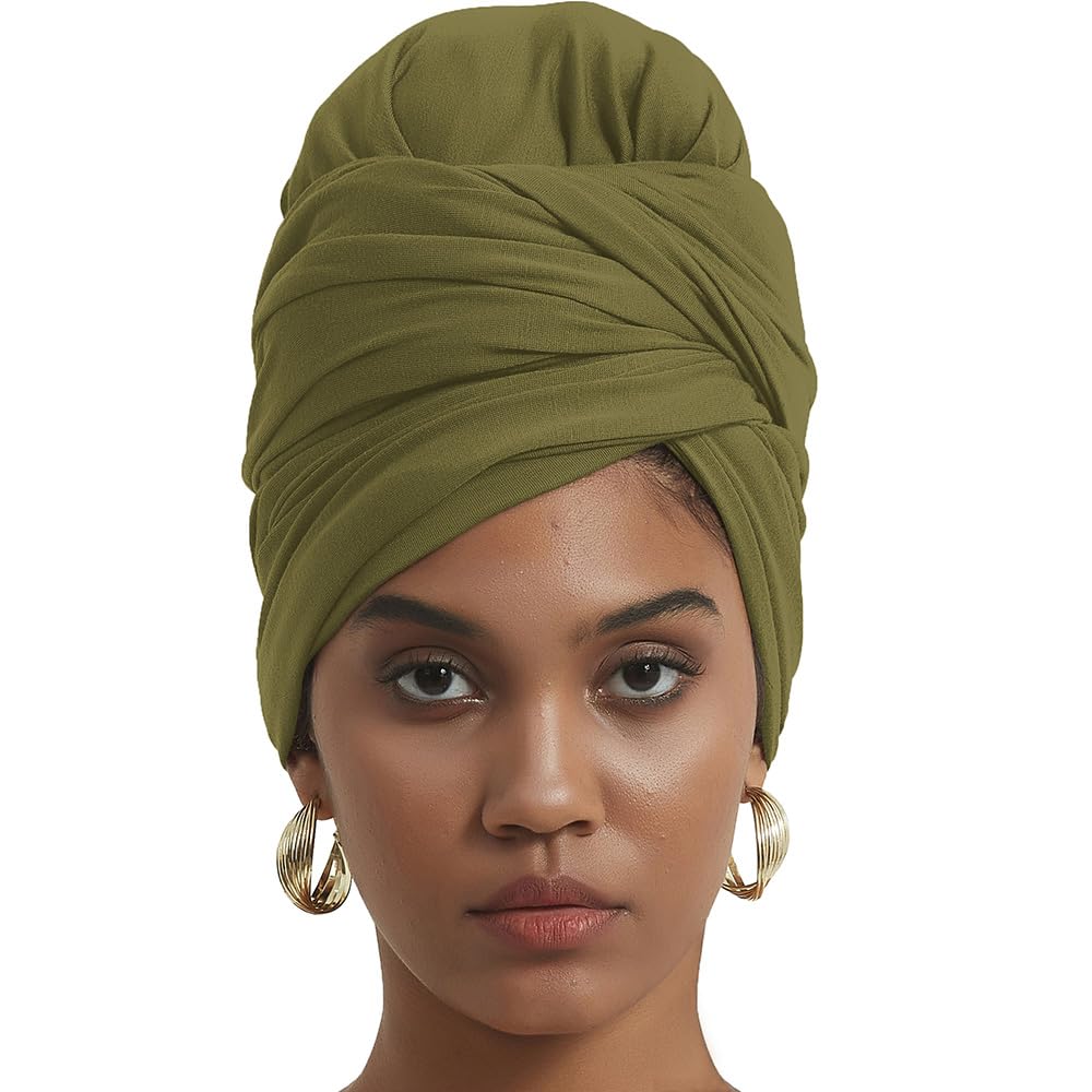 corciova Long Soft Head Wrap Turban Headband for Black Women Two Way Stretch Fashion African Head Covering Jersey Hijab Scarf