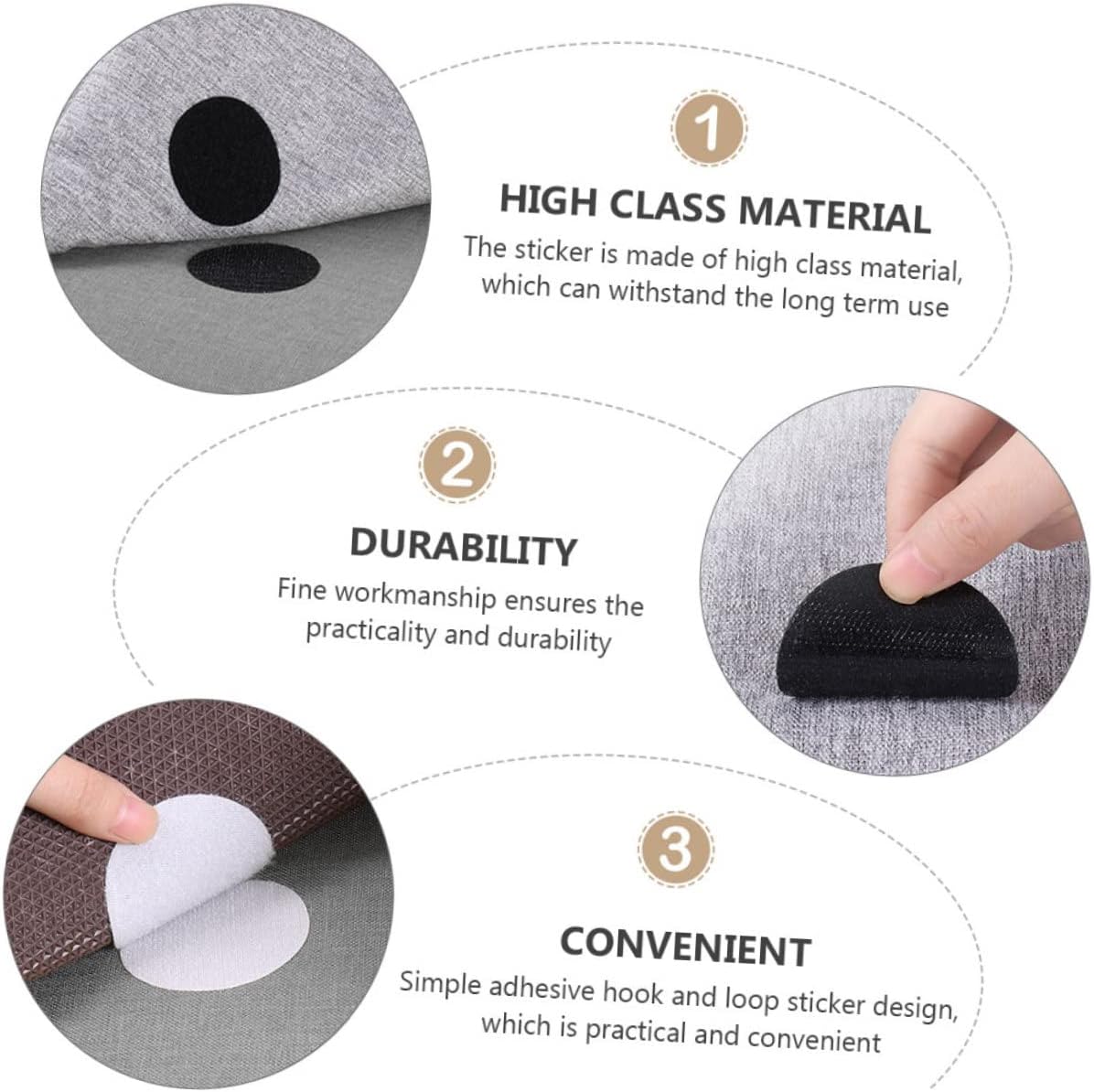 VILLCASE 40pairs Hook and Loop Fixing Sticker Self-Adhesive Furniture Fixing Sticker Carpet Gripper for Home