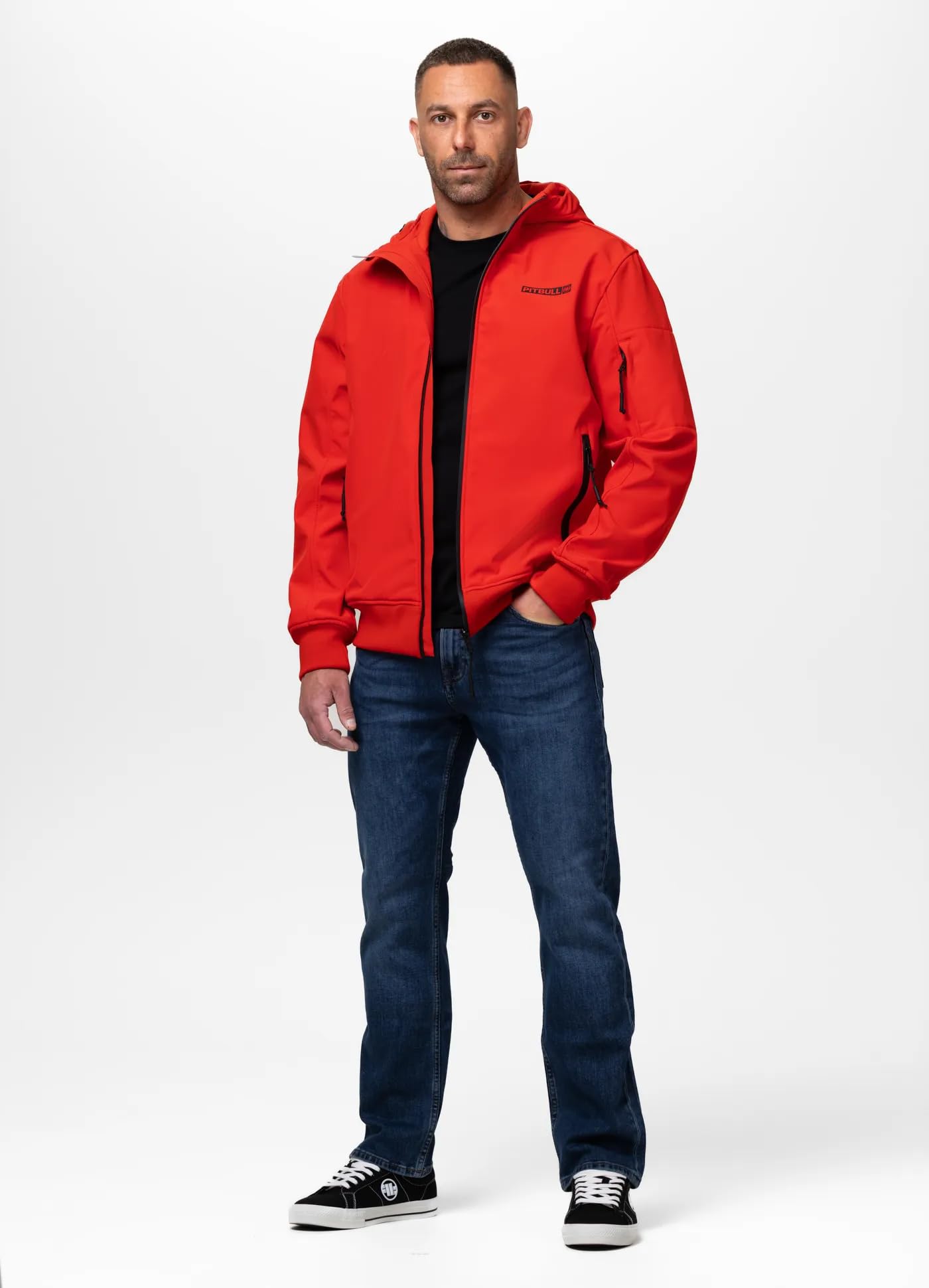 PITBULL - Übergangsjacke Herren mit Kapuze ROSCOE, Winddichte Herren Jacke, Softshell Kapuzenjacke mit Reißverschluss, Bequeme Seitliche Taschen, Frühlingsjacke, Softshelljacke
