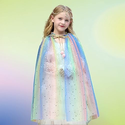 Miniatura 4 de Baufuuya Juego de capa de princesa 8 piezas capa de princesa ropa de vestir para niñas pequeñas con fiesta de cumpleaños cosplay