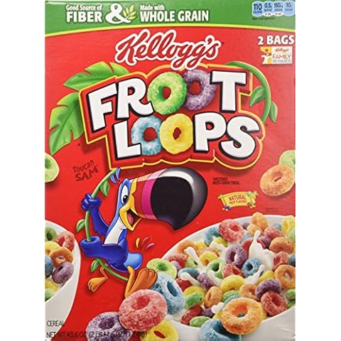 Kellogg's Froot Loops Cereal 43.6 Total Ounce Two Bag Value Box Cover