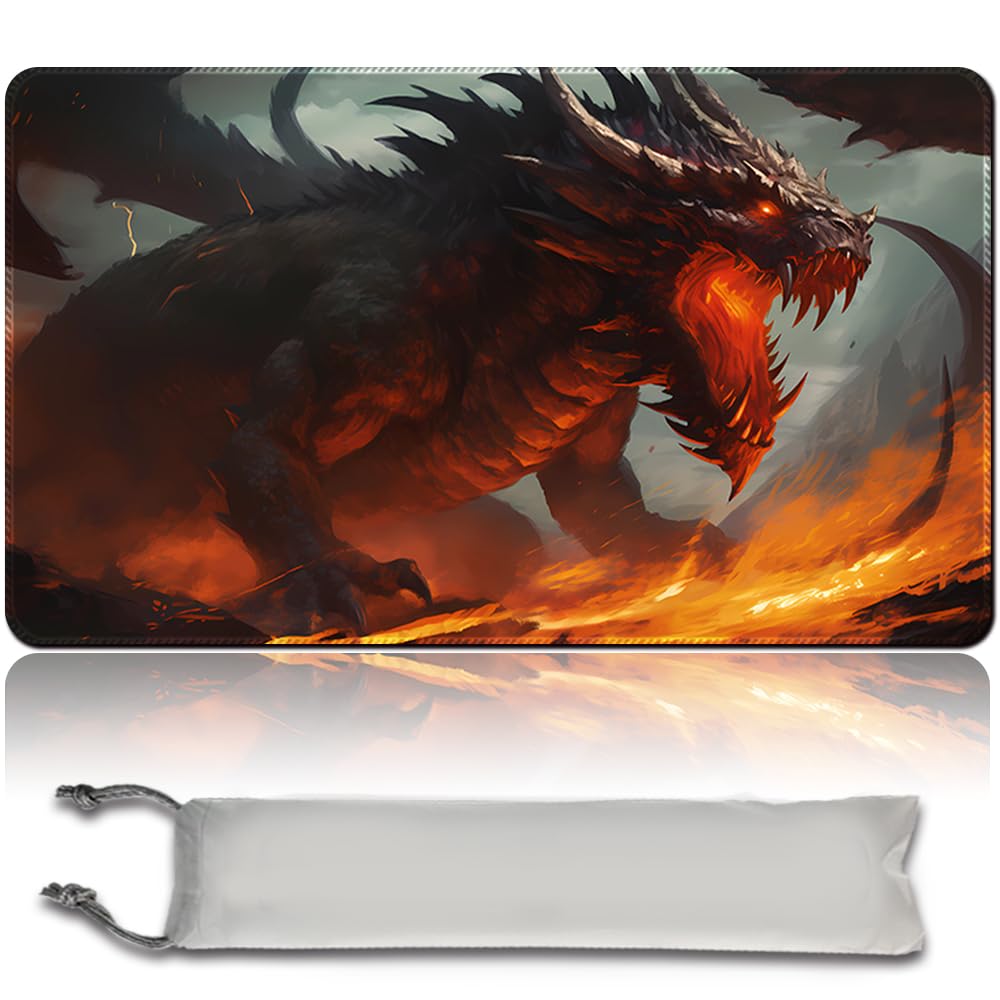 Board Game MTG Playmat Free Waterproof Bag, Sewn Edges,Card Enthusiasts TCG Playmat Mouse Pad MTG Game Mats With Zones (Original Playmat) (No Zone,DRAGONLORD ATARKA)