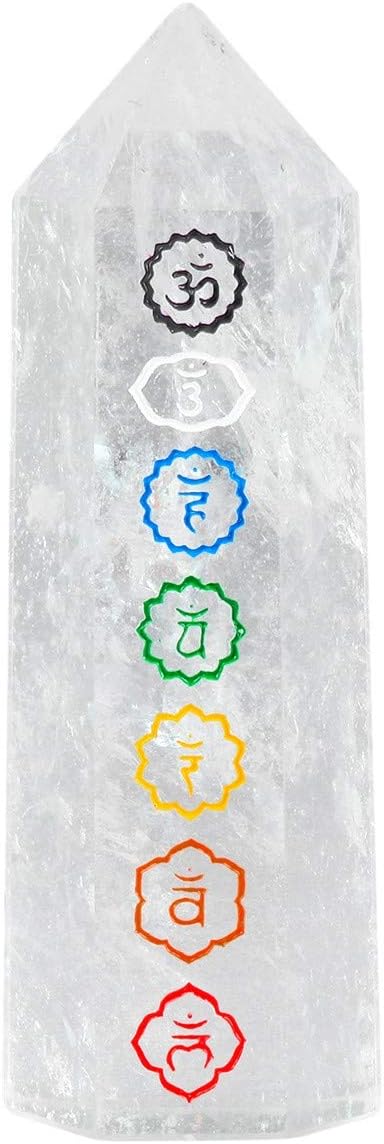 rockcloud Rainbow Titanium Coated Healing Crystal Point Faceted Prism Wand Carved Reiki Stone Figurine: Home & Kitchen