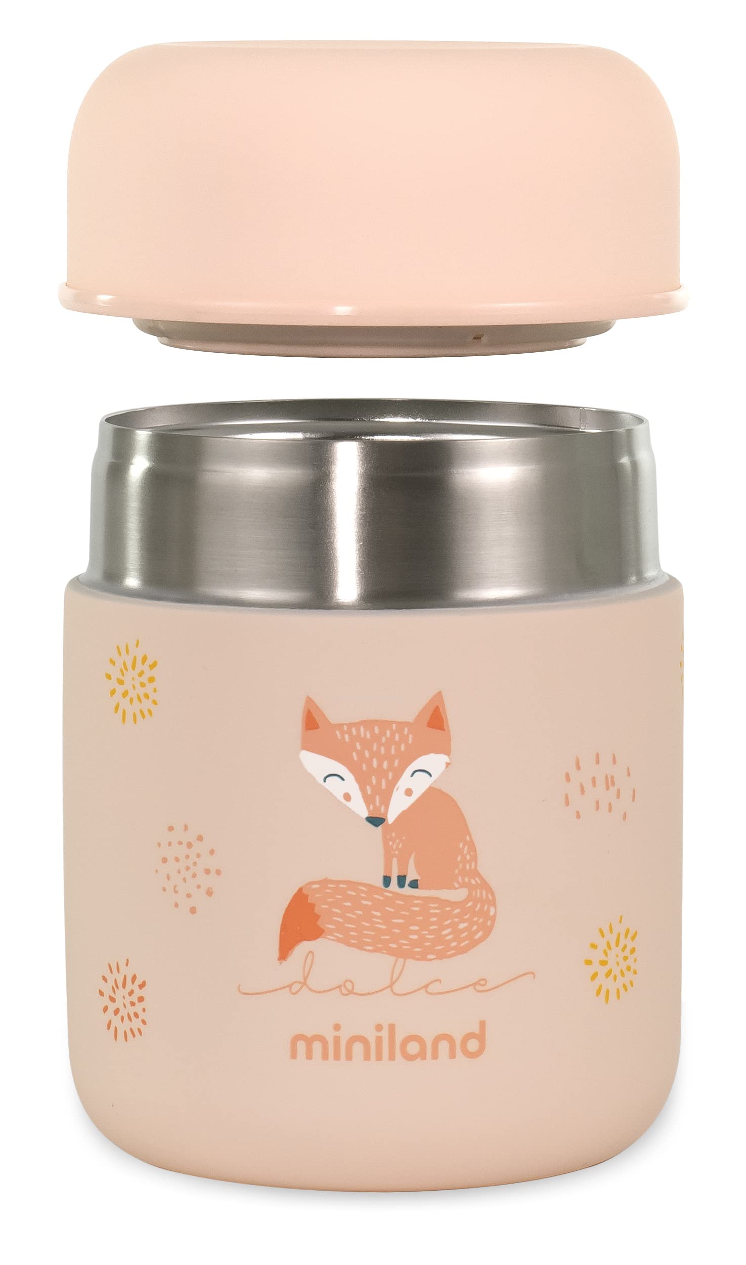 Miniland Food Thermy Mini Candy. Thermos papillero da 280ml, con doppio strato di acciaio che mantiene la temperatura del cibo per ore.