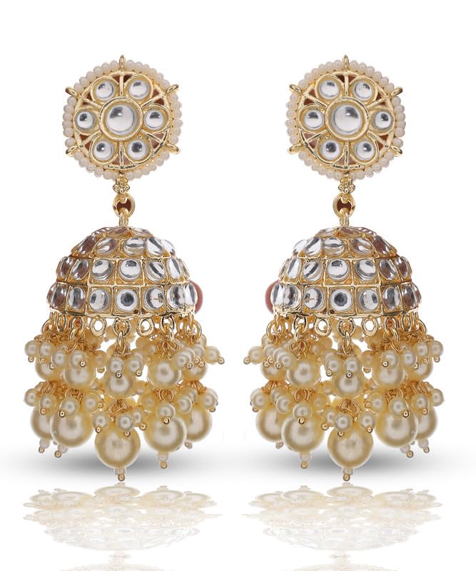 VIANA JEWELS Brass Earrings for Women and Girls | Jhumka Danglers Traditional Long Earrings For Party, Wedding, and Birthday Gift (Golden) (B0CXN58PYX) Amazon Price History, Amazon Price Tracker