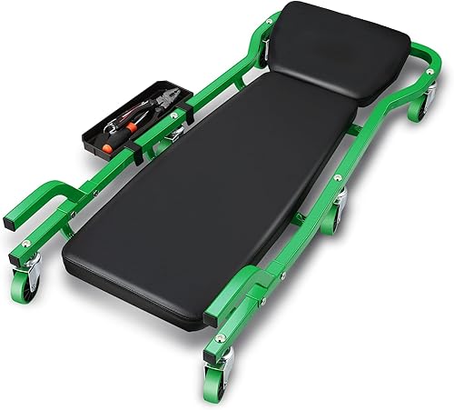 Miniatura 19 de Magshion 36" Triplex Plegable en Tres Partes Plataforma Rodante 2 en 1 para Garaje y Asiento, Plataforma Rodante de Mecánico de Bajo Perfil con 6