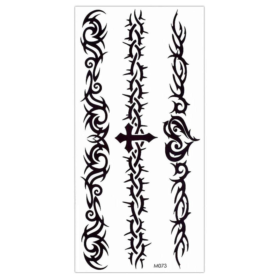 3D Temporary Tattoo Sticker Beautiful Black Color Tribal Totem Cross Heart Popular Design Size 19x9 CM - 1PC. (73-2)