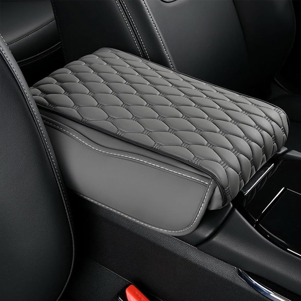 WAPEXI 1pc Car Centre Console Armrest Cover for VW Touran II 2015-2024 (Typ 5T), Quilted PU Leather Armrest Cushion Pad Protector with Memory Foam for Comfort
