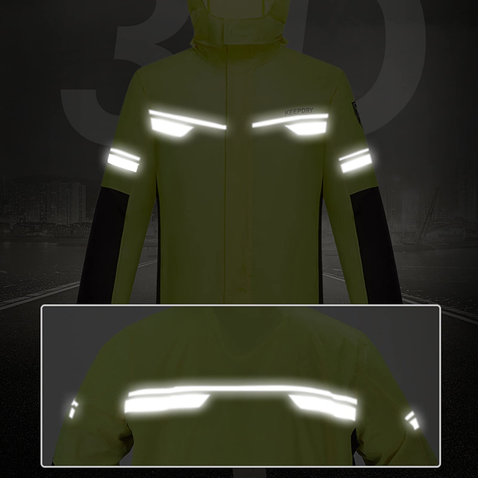 Hombres Abrigo de Lluvia Transpirable, Chaqueta Impermeable de Peso Pesado y Placa de Lluvia para el Camping de Deportes Senderismo al Aire Libre Ciclismo - M/l/XL/XXL / 3XL