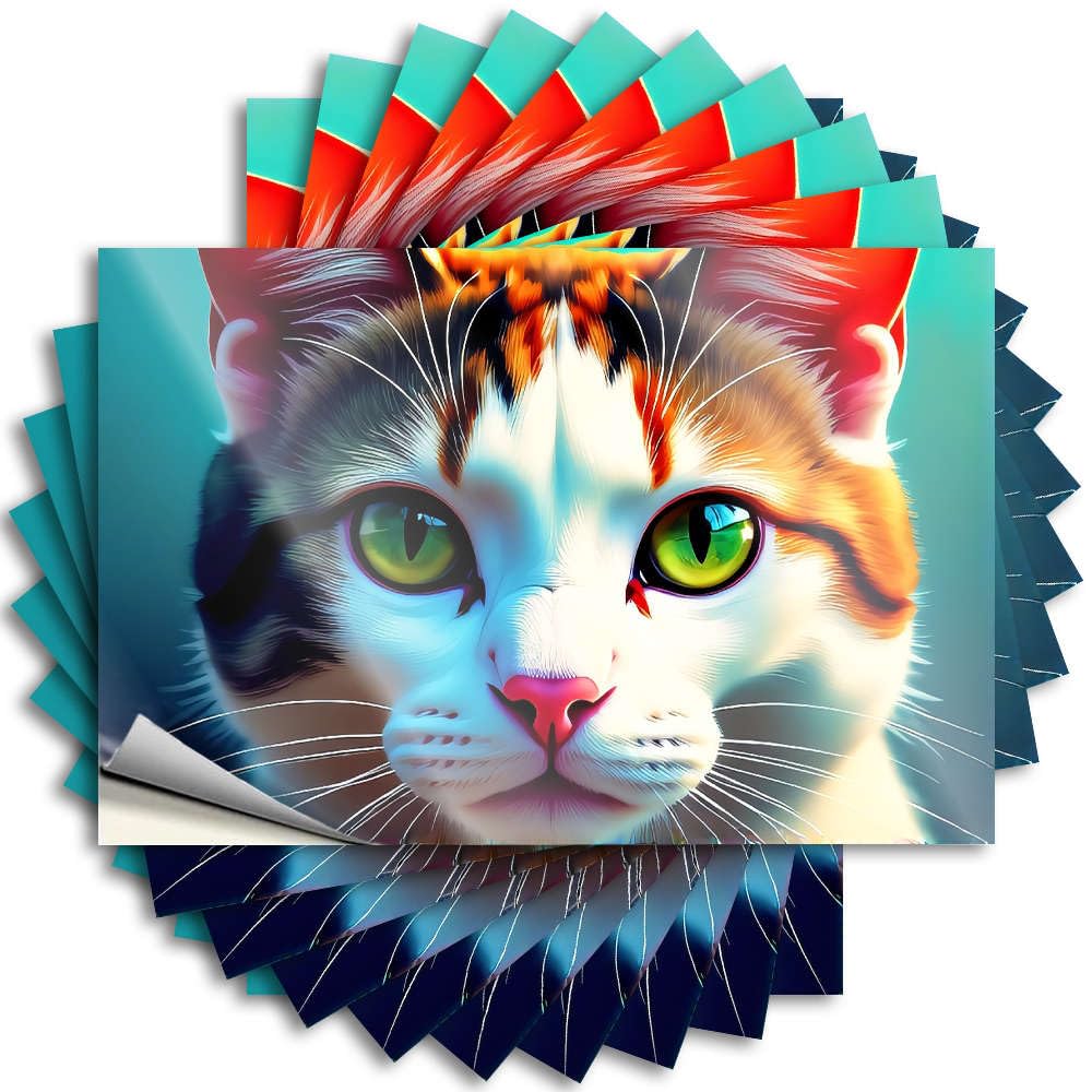 Sticker Garage Vintage A Colorful, Stylized Cat Face with Vibrant Green Eyes. for Halloween - Halloween Easy Peel Removable(8X12CM)
