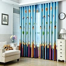 MYRU 1 Panel Dining Room Curtains,Kids Room Darkening Curtains,Room Decor for Childrens Living Room Bedroom Colorful Pencil 39Wx84L