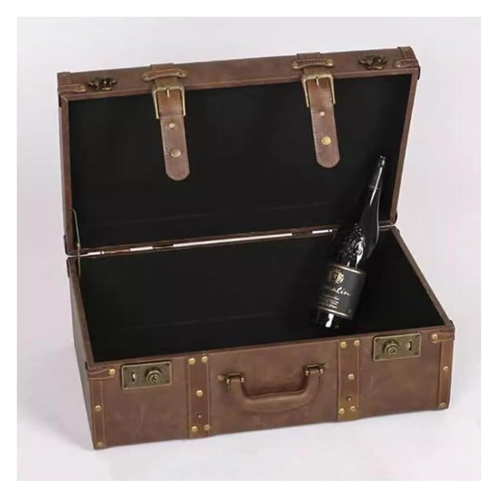 Caja de Almacenamiento de Madera con Forma de Maleta Retro, Accesorio pequeño para fotografía con Forma de Maleta para decoración del hogar y Ventanas (60x40x25cm)