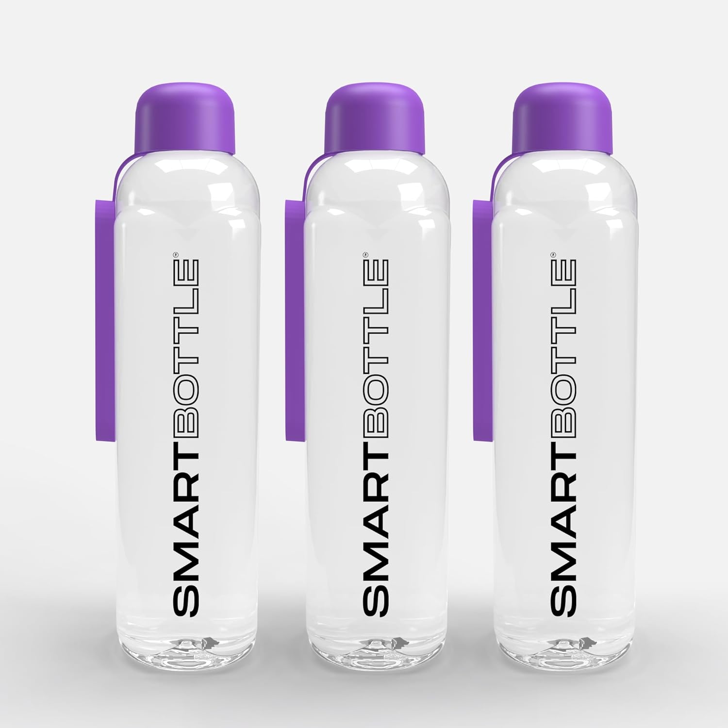 Smartbottle Tall Reusable Water Bottle with Carry Ring, BPA Free, Dishwasher Safe, Lightweight for Travel, School, Outdoors, and Gym, Made in Canada, 25oz, 750ml, 3 Pack (Purple)