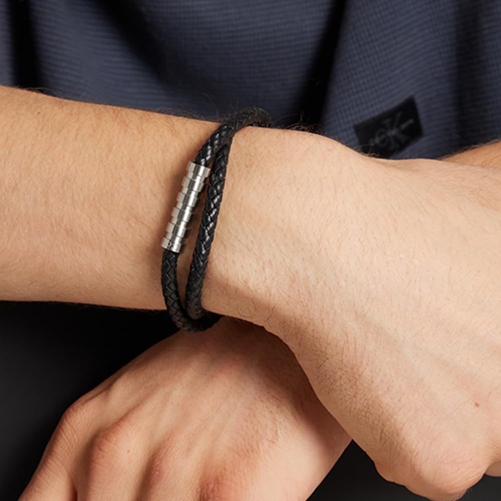 Calvin Klein Doppelt gewickeltes Lederarmbänder für Herren Kollektion WRAPPED & BRAIDED