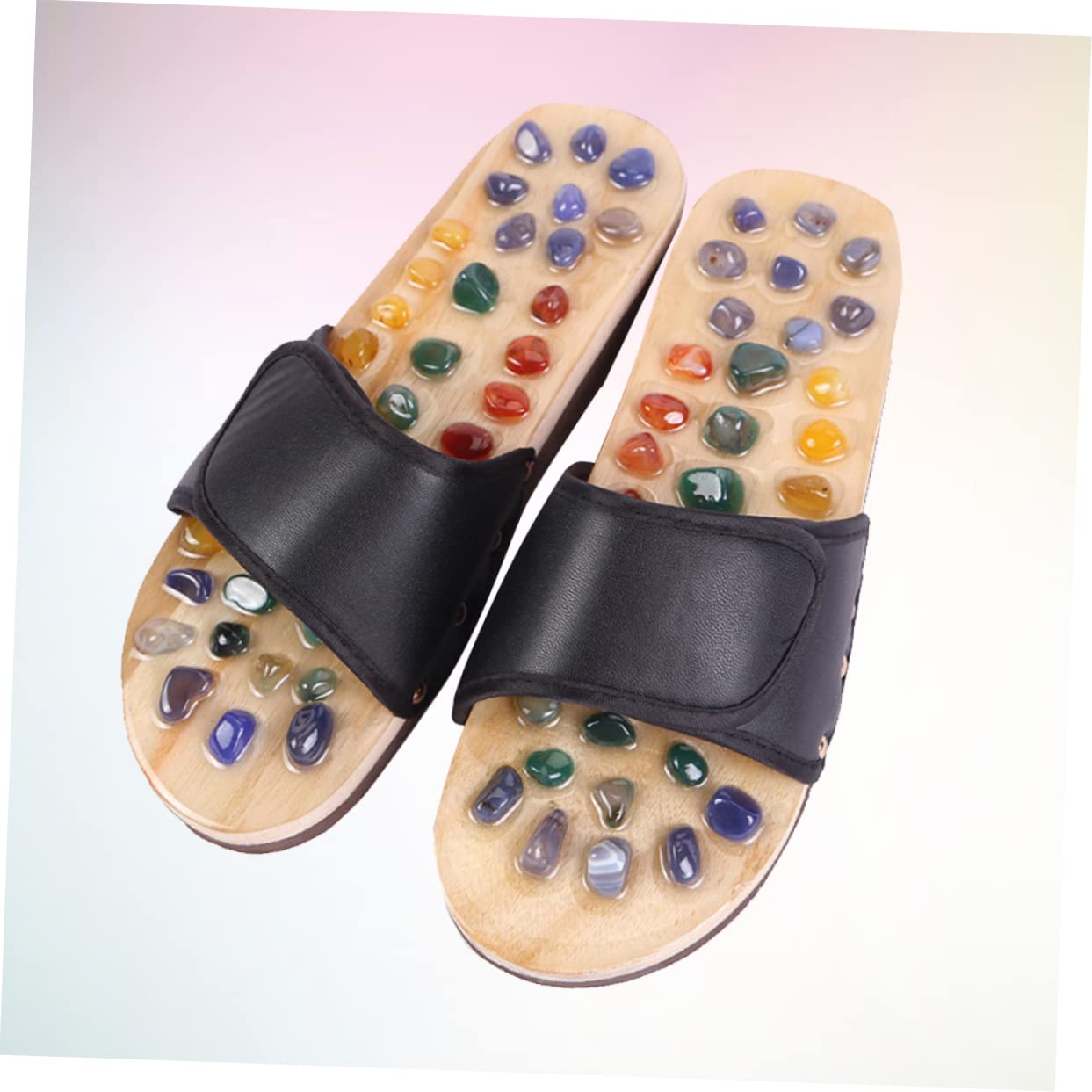 Beavorty Akupunktur Sandalen Massagepantoffeln Fußmassage Schuhe Ergonomisches Design für Füße Entspannung Schwarz Yards