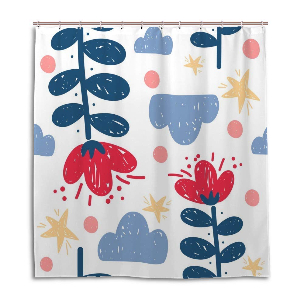 Rideau de douche grand format fleuri pour baignoire élégante