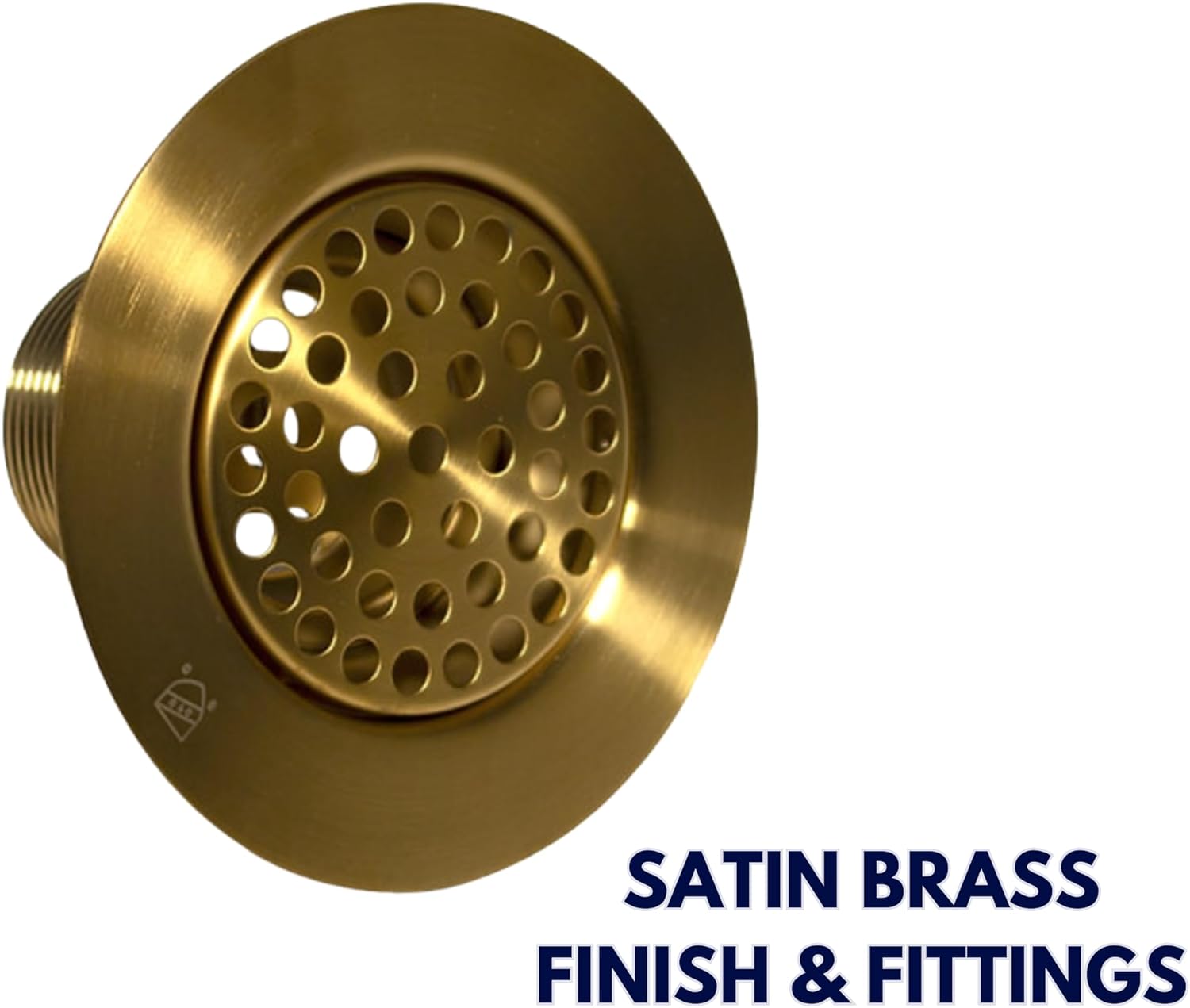 Nantucket Sinks Sink Drain – with 3" Flat Grid Strainer & Rubber Stopper, for Utility, Laundry, Bathroom Sink, Satin Brass Finish, Debris & Hair Catcher 3CHGRSB