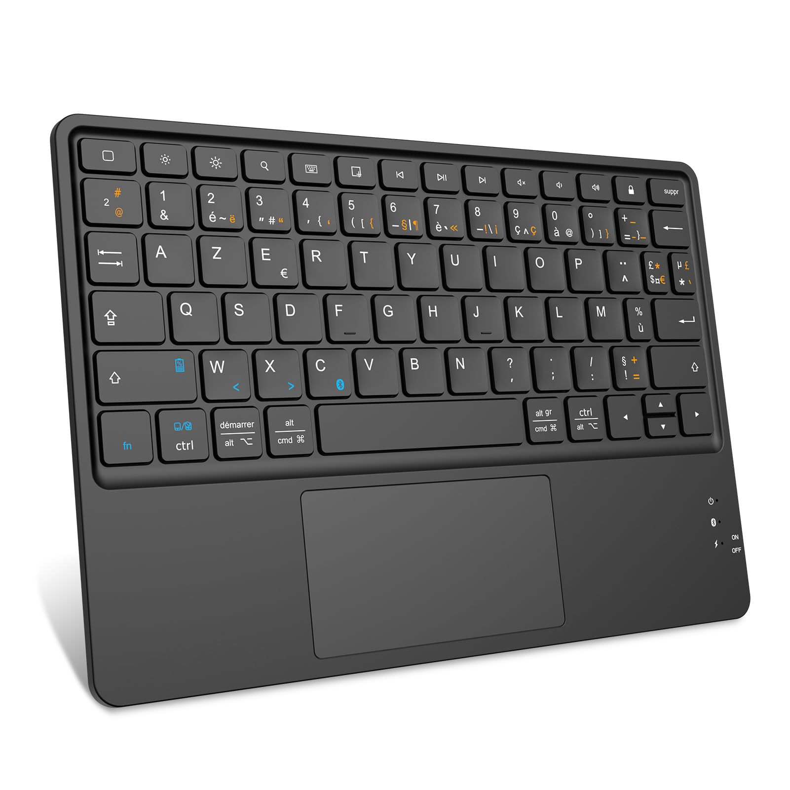 FINTIE Clavier sans Fil 10 Pouces - [Pavé Tactile] Léger Ultra-Fin, Clavier Bluetooth AZERTY Français pour iPad, Android Tablette Samsung, Xiaomi/Redmi Pad, Huawei etc, Noir