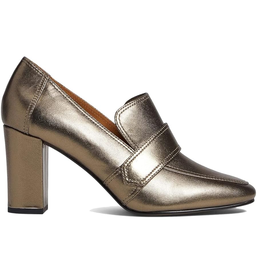 MOOMMO Women Chunky Block Heel Pumps Round Closed Toe Slip