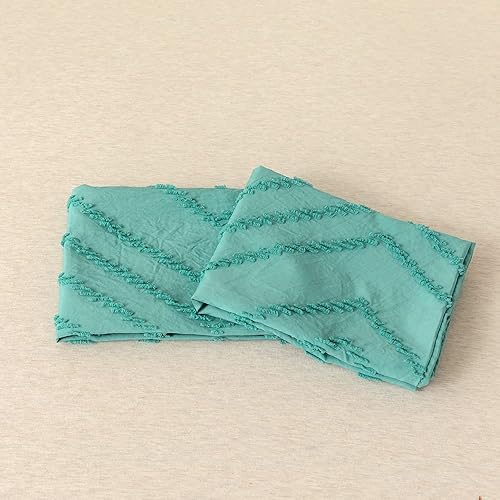 Miniatura 6 de Juego de edredón, juego de cama con diseño de mechones blancos, Boho King (102x90in) Juego de edredón de cama ligero y mullido de 3 piezas