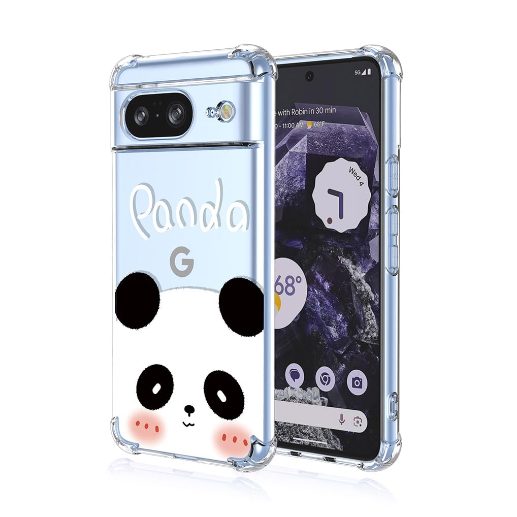 SEAHAI Cover Per Google Pixel 8: Custodia Morbida E Colorata Con Fiori E Orsetto Leopardo – Protezione Antiurto E Ricarica Wireless