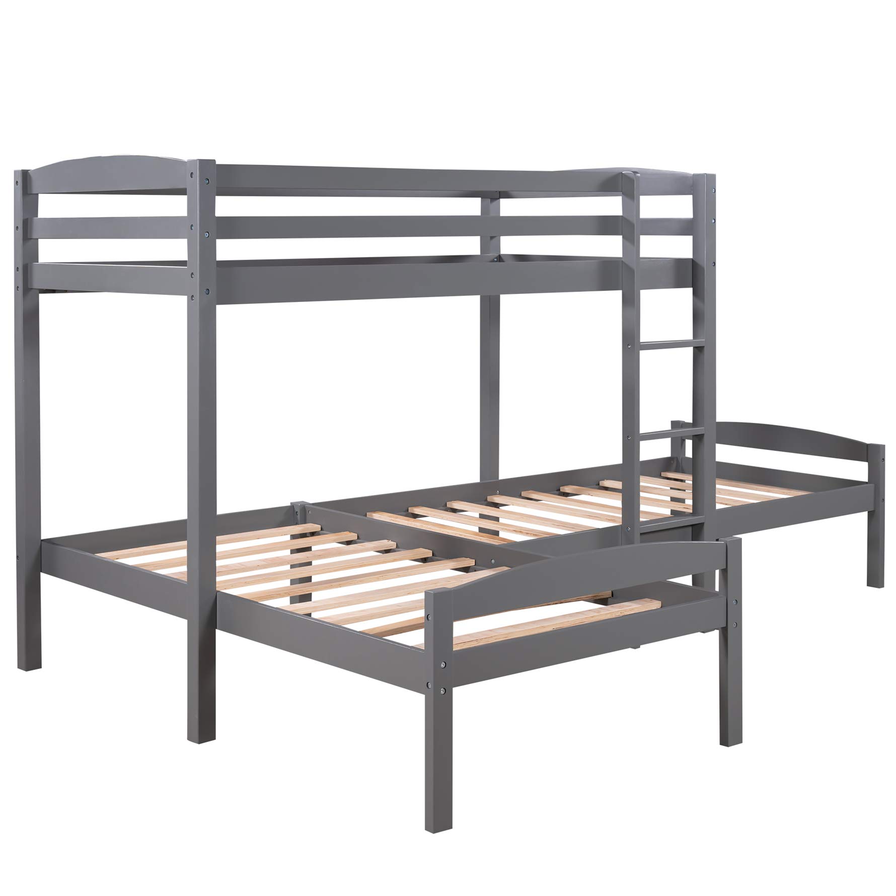 Harper & Bright Designs Twin Over Twin 3 Bed Bunk Beds, LShaped Bunk