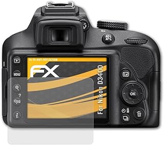 atFoliX Screen Protector compatible with Nikon D3400 Screen Protection Film, anti-reflective and shock-absorbing FX Protector Film (3X)