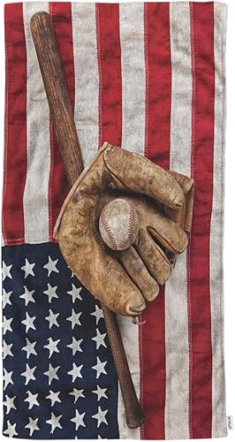 oFloral Toallas de mano de béisbol americano, toallas de algodón vintage, equipo de la liga de béisbol, guantes de grunge, toallas suaves para baño,