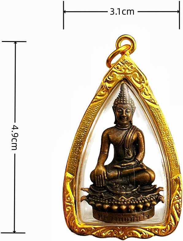 073.Sukhothai Bhumisparsha Mudra Touching the Ground Golden Buddha Thai Amulet Pendant Good Health and Exorcise Diseases