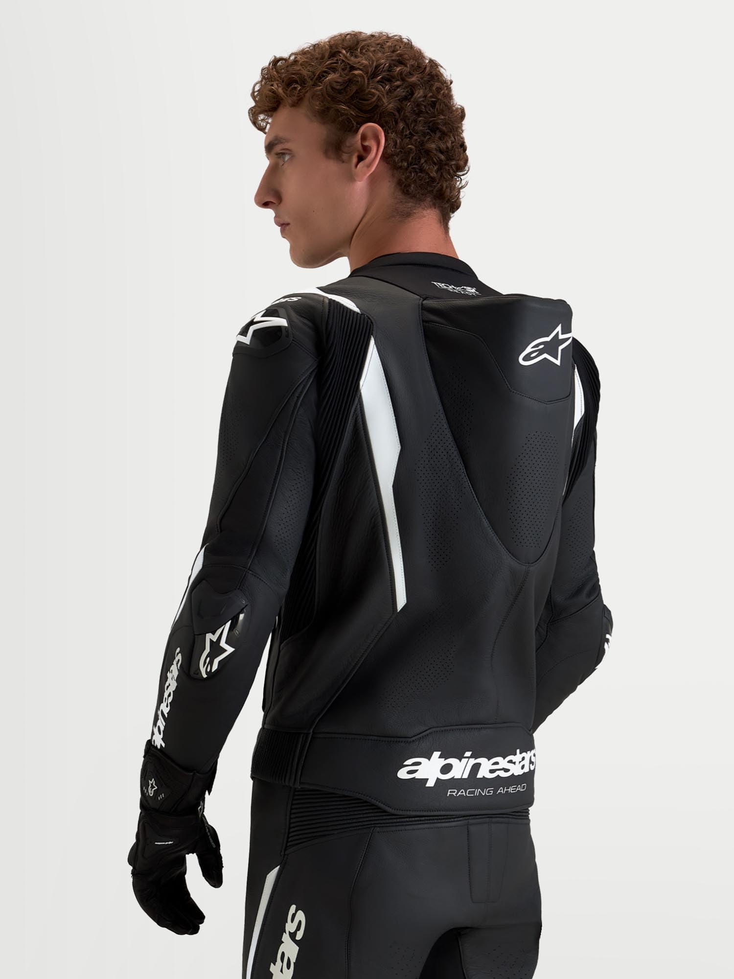 Alpinestars Missile V3 Tuta in pelle da motociclista a due pezzi, nero/bianco, 52