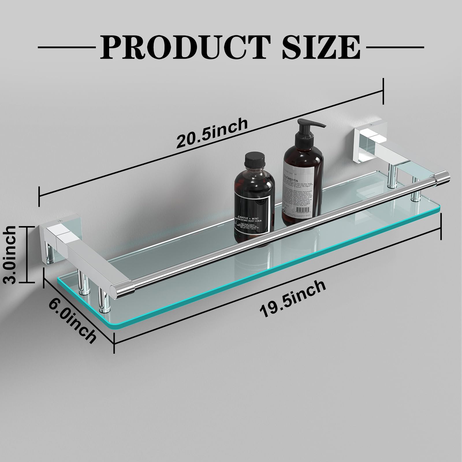 SFGSOWOR Étagère De Salle De Bain En Verre Pour étagère De Douche