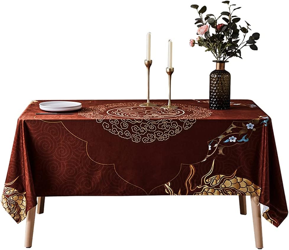 Rectangular Table Cloth for Chinese Classical Table Cloth Festival Holiday Retro Chinese Tea Table Cover Cloth(140 * 240cm)