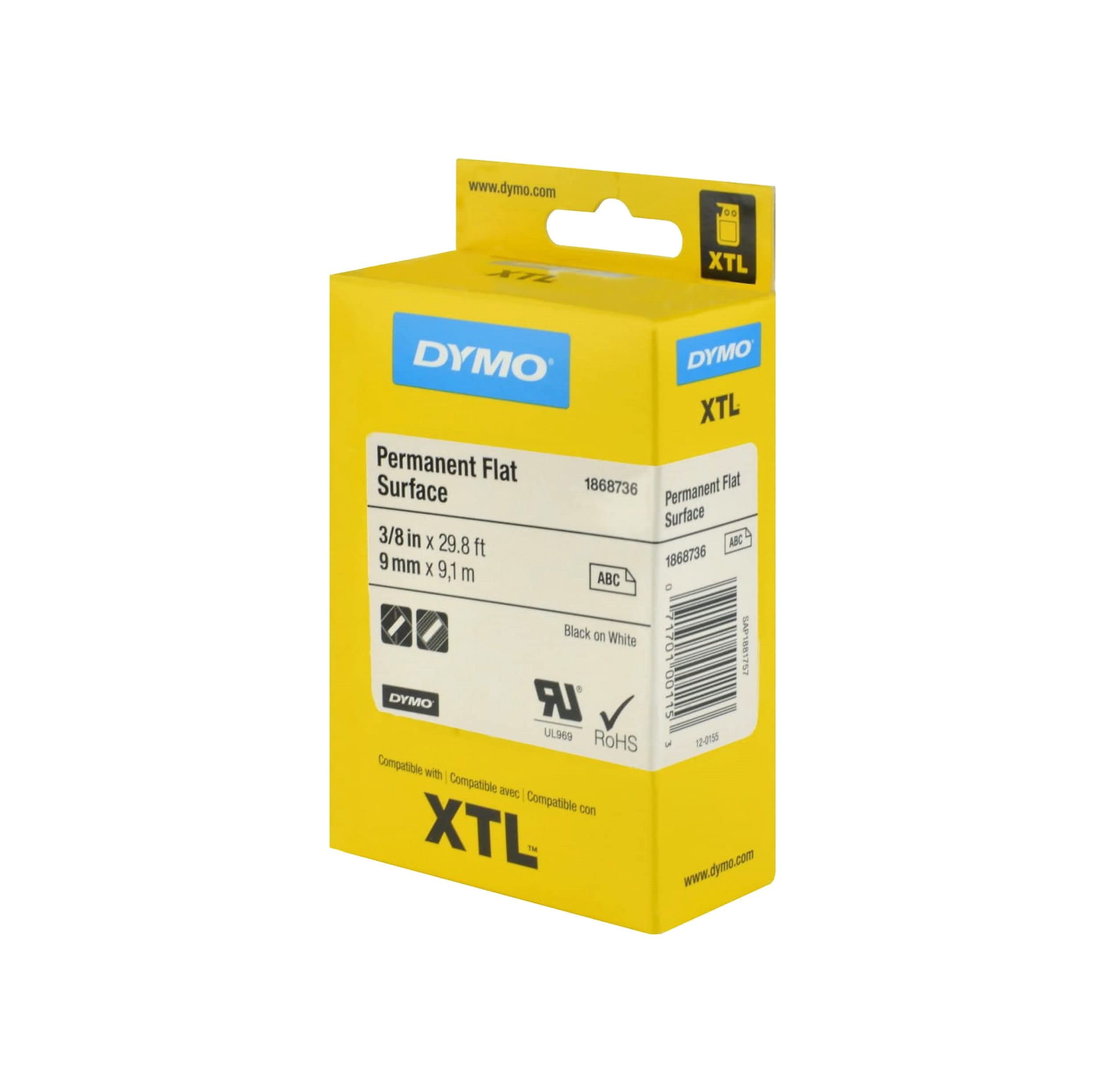 Dymo XTL, Sabit Polyester Düz Yüzey (9 mm x 9,1 mt), Beyaz/Siyah - 1868736