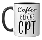 Coffee Before CPT Medical Coder Ceramic Mug, Black/White