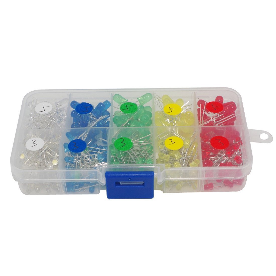 5 mm diffuse LED-set - 5 kleuren, 100 stuks