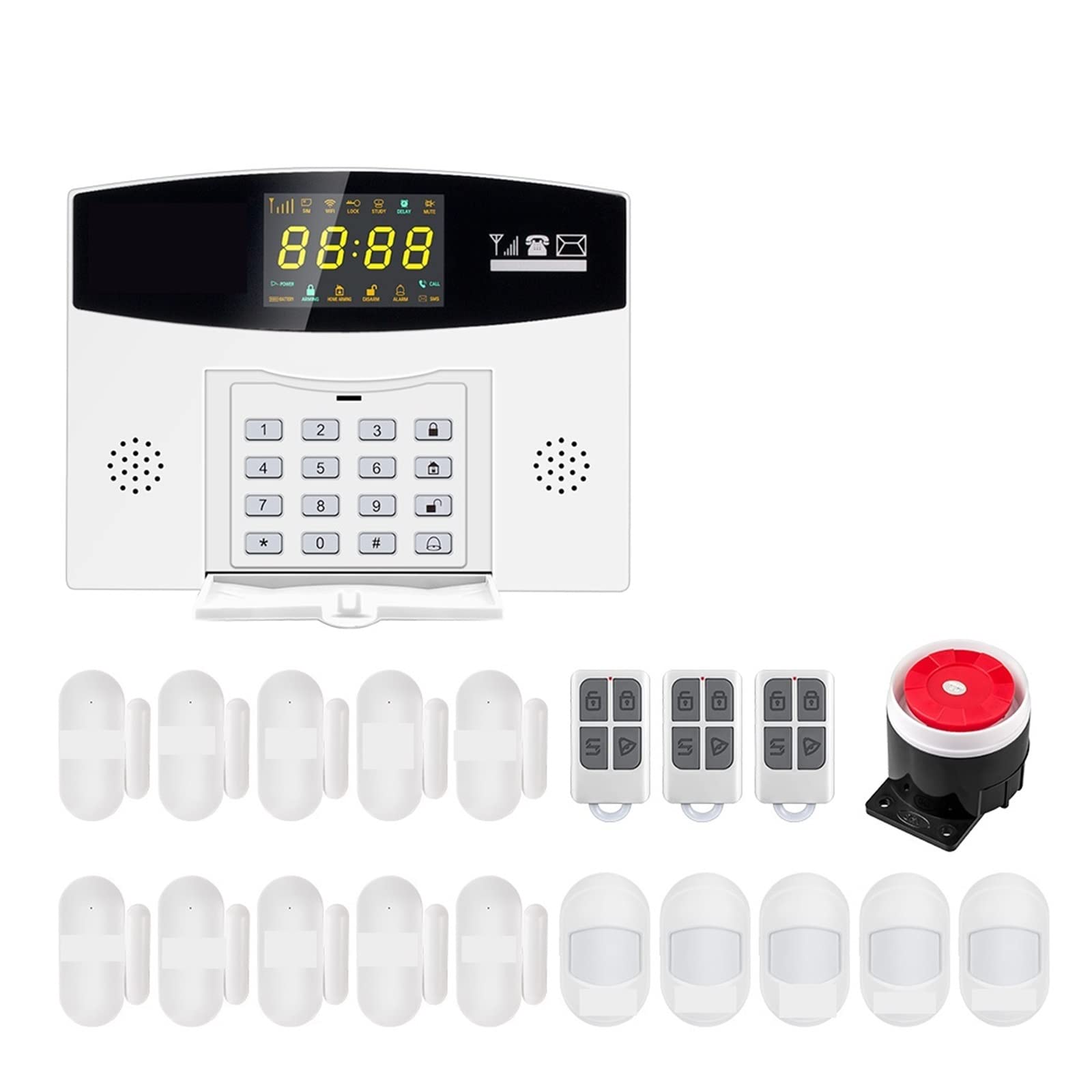 CUDTAPI Tuya Smart 4G GSM Alarm System Burglar 433MHZ Wireless Wired Zone Link To Motion Sensor IP Camera(W210 Alarm Kit 10)