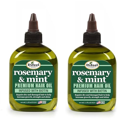 Miniatura 2 de Difeel Aceite para el cabello prémium de romero y menta con biotina, 7.1 onzas. - Set de regalo de lujo de 2 piezas
