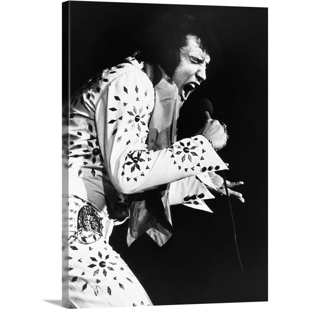 GREATBIGCANVAS Elvis On Tour, Elvis Presley, 1972 Canvas Wall Art Print, Celebrity Home Decor Artwork, 26"x36"x1.5"