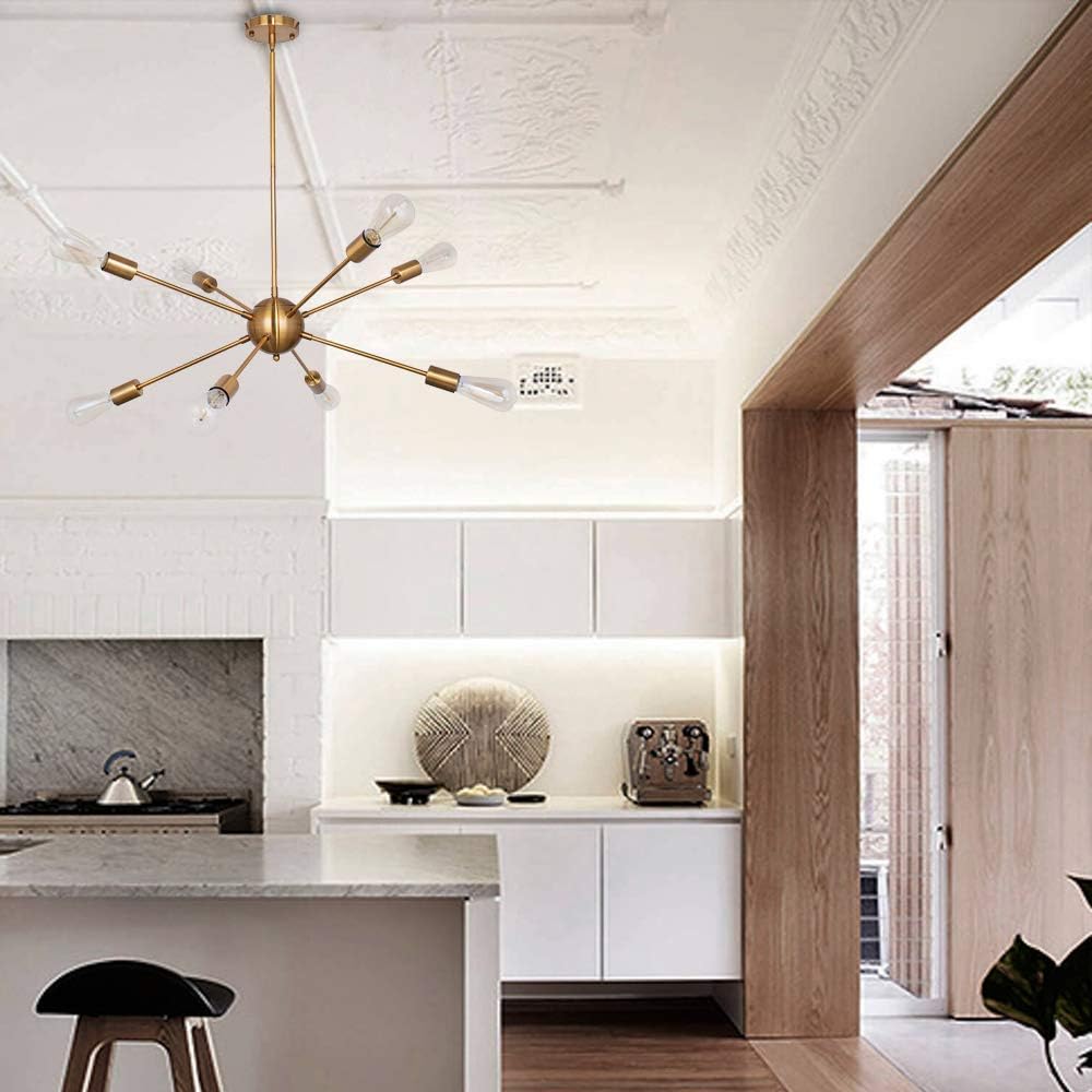 Buy 1 get 1 Sputnik Chandeliers 8 Lights Modern Pendant Lighting Industrial Vintage Ceiling Light Fixture, Brass, Dining Room Bedroom Living Room Kitchen Free Shipping Offer Sputnik Chandeliers 8 Lights Modern Pendant Lighting Industrial Vintage Ceiling Light Fixture, Brass, Dining Room Bedroom Living Room Kitchen