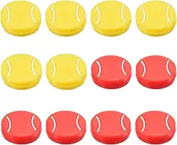 Amortecedor de vibração de raquete de tênis, pacote com 12, amortecedor, raquete de silicone, amortecedor de choque para raquete de tênis e corda, amarelo/vermelho