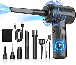 Compressed air Duster 4.0 , Upgraded Electric air Duster 150000RPM with LED light Keyboard Cleaner for Office - no Canned air Duster - Reusable - Good Replacement for Compressed Air Can - Cordless Air Duster 8500mAh
