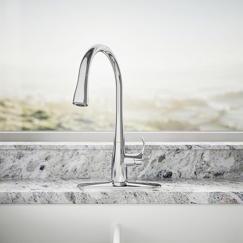 Miniatura 47 de KOHLER Simplice, llave abatible de cocina, 647-CP Mate negro,Cromo pulido,Latón cepillado vibrante.,Vibrant Stainless